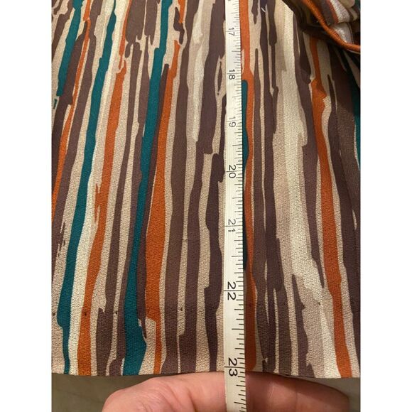 Vtg Retro‎ Teddie of Cali Frill V-Neck Button Blouse Abstract Stripe Lrg 16 - Picture 13 of 13
